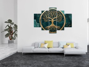 Tablou – Arborele vieții auriu în marmură (150x105 cm)
