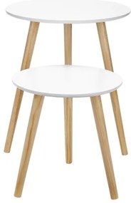 Set de 2 măsuțe laterale SERA, alb/maro