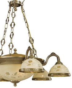 Candelabru cu 6 brate din alama cu sticla decorata design italian 6208