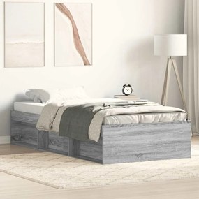 vidaXL Cadru pat, sonoma gri, 90x190 cm