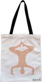 Sacosa de Panza pentru Cumparaturi, Geanta Tote, Yoga 1, Cu fermoar, 38x34.5 cm, Alba, BEKZ®