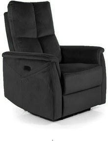 Fotoliu recliner NEPTUN M, negru, stofa catifelata/metal, functie de m