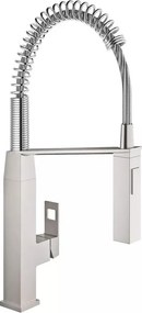 Baterie bucatarie cu pipa flexibila Grohe Eurocube cu doua tipuri de jet crom periat Supersteel