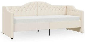 3080311 vidaXL Pat de zi cu saltea și USB, crem, 90x200 cm, material textil