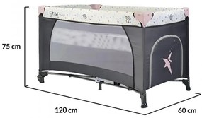 Patut pliant transformabil in tarc copii NOVOKIDS™ Little Star NEST, 60X120 cm, 2 Niveluri, Pliabil, Cu geanta transport inclusa, Fermoar acces