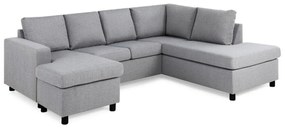 Colțar Scandinavian Choice C153Negru, Gri deschis, 254x194x82cm, Picioare: Plastic