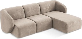 Colțar maro deschis cu tapițerie din chenille (cu colț pe partea dreaptă/cu șezlong) Lani – Makamii