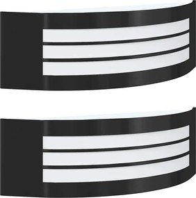 vidaXL Lumină de perete pentru exterior 2 pcs Negru 32 x 10 x 10 cm