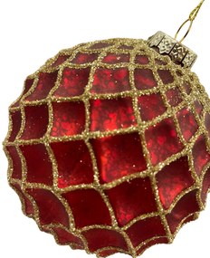 Glob din sticla Luxe Diamond 10cm, Rosu