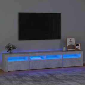 Comoda TV cu lumini LED, gri beton, 210x35x40 cm 1, Gri beton, 210 x 35 x 40 cm