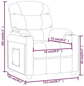 Fotoliu rabatabil, gri, piele ecologica 1, Gri