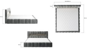 Pat matrimonial 140 cm Luxa (antracit) (cu somieră, sp. depozitare și LED). 1041559