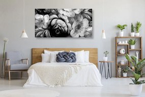 Tablou lumea florilor în design alb-negru