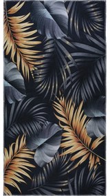 Covor tip traversă albastru închis/auriu lavabil 80x200 cm Midnight Leaves – Vitaus