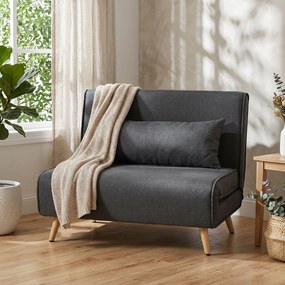 HOMCOM Fotoliu Extensibil 3 în 1 cu Spătar Reglabil pe 3 Niveluri și Pernă, Material Textil cu Aspect de In, Gri | Aosom Romania