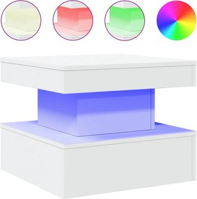 vidaXL Măsuță de cafea cu lumini LED, alb, 50x50x40 cm