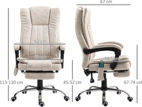 Vinsetto Scaun de Birou cu Masaj, Încălzire, Înălțime Reglabilă și Suport pentru Picioare, 62x70x113-120 cm, Crem | Aosom Romania