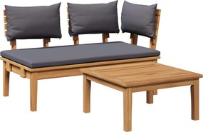 vidaXL Set de bancă și masă de grădină 2 pcs Gri și Brown