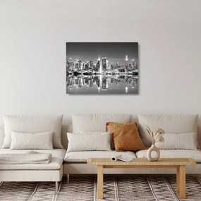Tablou pe sticlă - New York și zgârie-norii mov (70x50 cm)