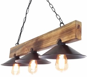 Lustră suspendată pe cablu HEPSI 3xE27/40W/230V, molid/nuc