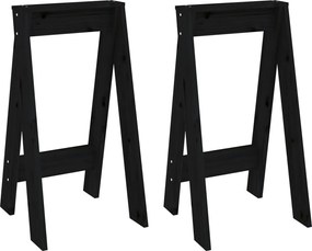 vidaXL Scaune, 2 buc., negru, 40x40x75 cm, lemn masiv de pin