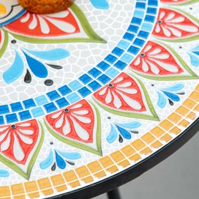 Outsunny masă de grădină Ø60 cm, rezistentă la intemperii, din metal, masă de exterior și camping, roșu albastru alb | Aosom Romania