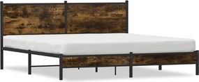 vidaXL Cadru pat metalic fără saltea, stejar fumuriu, 180x200 cm