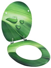 vidaXL Capac WC, MDF, verde, model picătură de apă