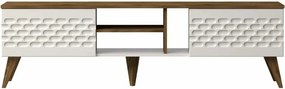 Comoda TV Egg, stejar/alb, PAL melaminat, 180x35x53 cm