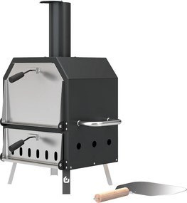 Outsunny Cuptor pizza exterior pe lemne Cuptor pizza din oțel inoxidabil 2 niveluri cu piatră pentru pizza grosime 1 cm picioare pliabile | Aosom Romania