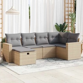vidaXL Set canapele de grădină cu perne, 6 piese, bej, poliratan