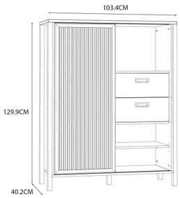 Comoda Bar Justyna Stejar Mauvella Si Negru, 103.4 Cm