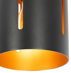 Plafoniera de design neagră cu interior auriu - Yana