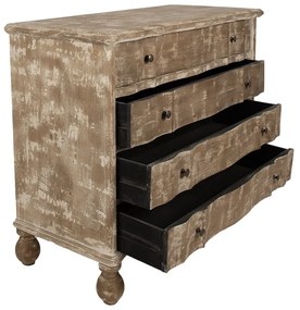 Comoda bej, din lemn masiv, aspect vintage, 4 sertare, Montauban