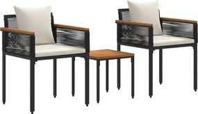 vidaXL Set de Mobilier pentru Exterior Negru și Alb crem poliratan