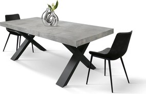 Masa Linda extensibila - BLAT GRI CIMENT,PICIOR NEGRU - 180 CM / 90 CM / 77 CM