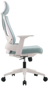 Scaun ergonomic Walker 3285, spătar mesh, sezut piele ecologica, Albastru/Alb