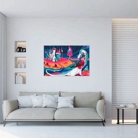 Tablou - Prinț și prințesa cu dragon (90x60 cm)