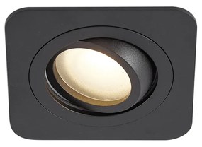 Set de 6 spoturi încastrate rotunjite negre GU10 50mm rotative și înclinabile IP44 - Alberto