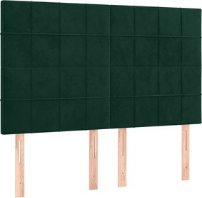 vidaXL Tăblie de pat verde închis 144x5x118/128 cm catifea