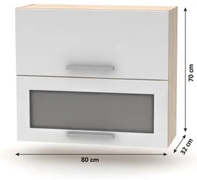 Dulap superior pentru bucătărie, rabatabil cu sticlă NOPL-016-OH Noliana (alb + stejar sonoma). 1015423