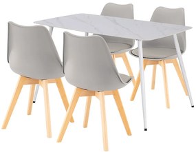 Ravena 4+1 set de sufragerie alb-gri