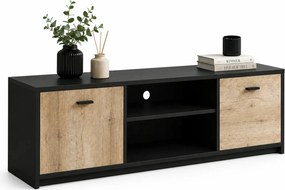 Comoda TV Sanne, negru/maro, PAL, 136x52x39 cm