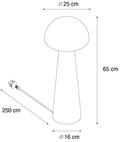 Lampă de podea pentru exterior neagră 65 cm - Mushroom