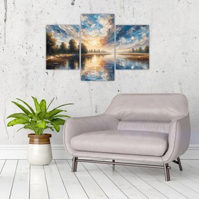 Tablou - Pictură cu soarele deasupra apei (90x60 cm)