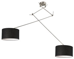 Lampă suspendată din oțel cu abajur 35 cm negru reglabil cu 2 lumini - Blitz