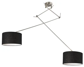 Lampă suspendată din oțel cu abajur 35 cm negru reglabil cu 2 lumini - Blitz