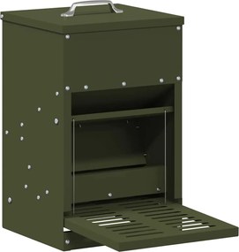 vidaXL Hrănitor cu pedale pentru pui Verde măsliniu 25 x 42 x 40 cm