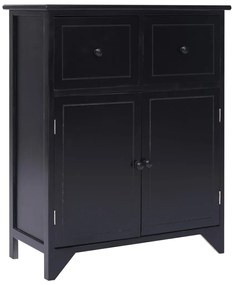 vidaXL Dulap lateral, negru, 60 x 30 x 75 cm, lemn de paulownia