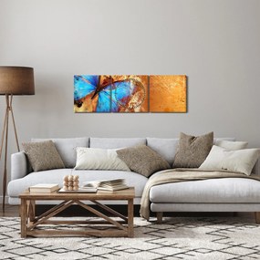 Tablou - Fluture albastru (cu ceas) (90x30 cm)